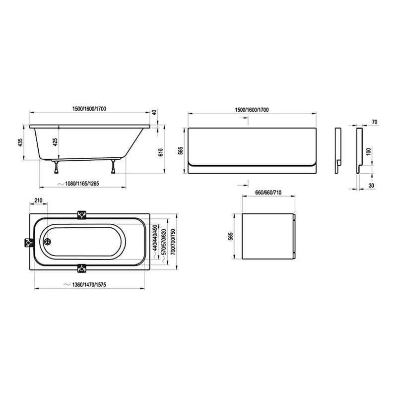 Ванна акриловая Ravak Chrome 160x70 купить в интернет-магазине Sanbest