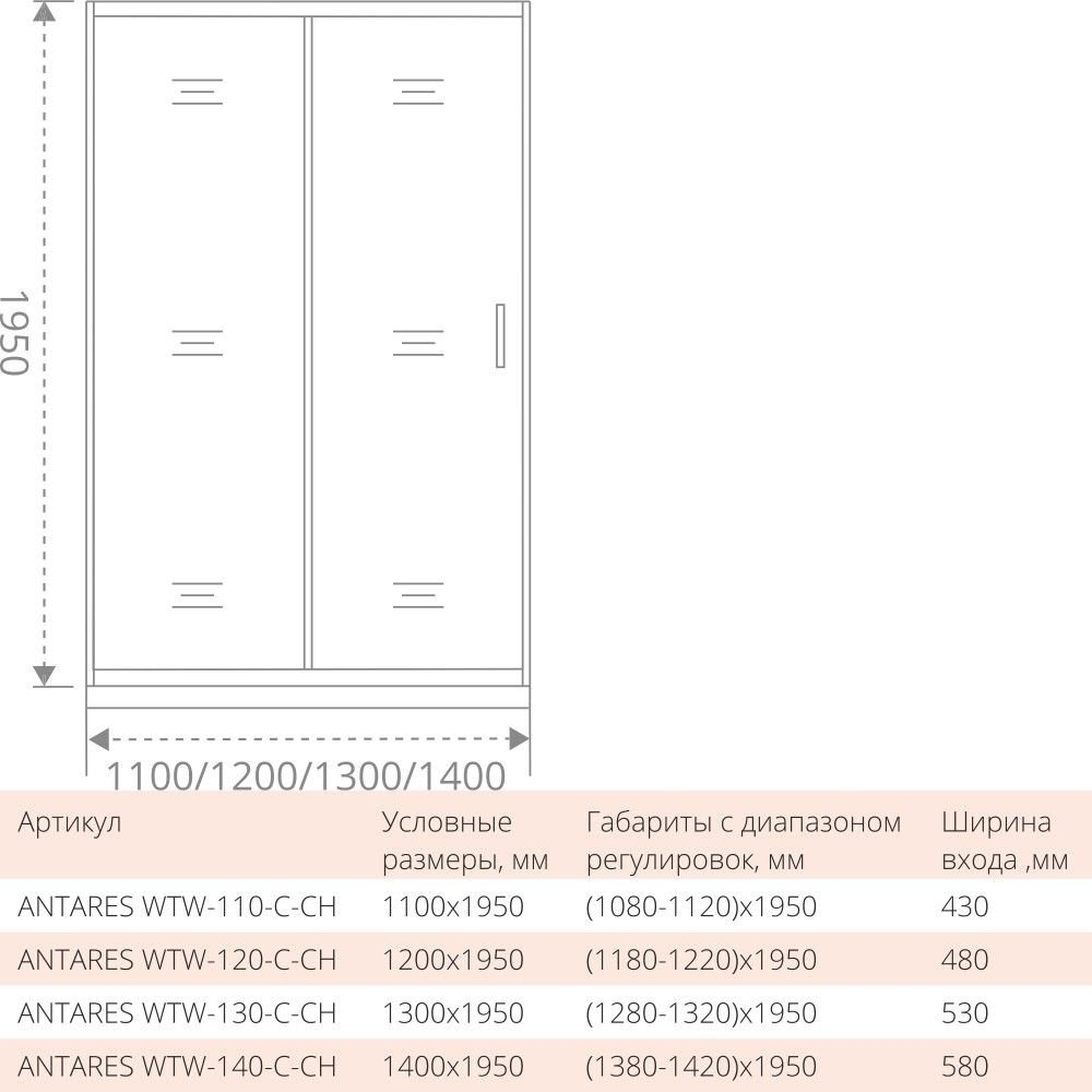 Душевая дверь Good door ANTARES WTW 120 купить в интернет-магазине Sanbest