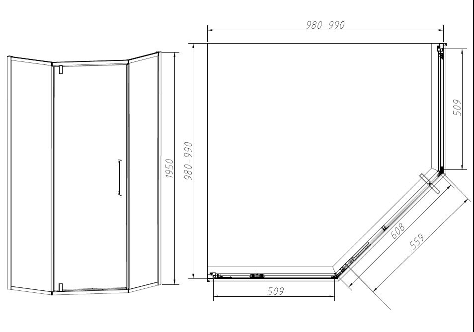 Душевой уголок Vincea Slim-N 100х100 VSP-4SN100CLB стекло прозрачное/профиль черный купить в интернет-магазине Sanbest