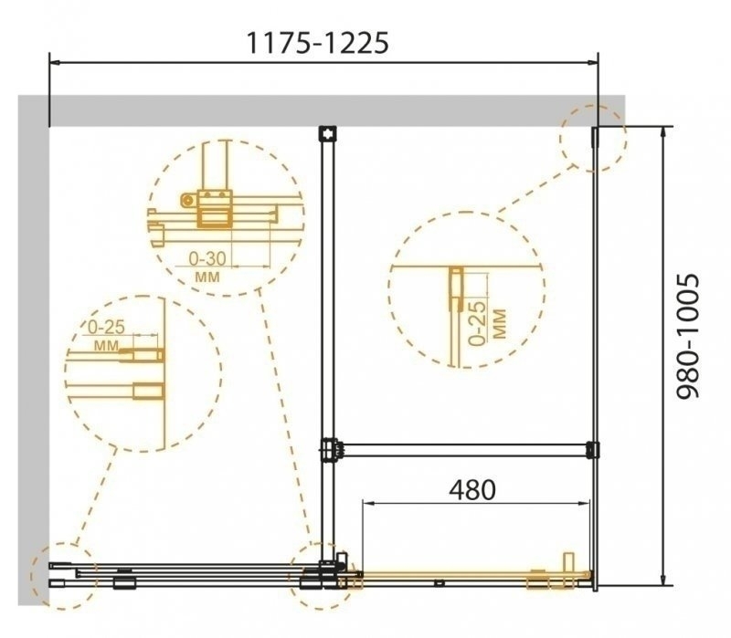 Душевой уголок Cezares STREAM-AH-1 120x100 купить в интернет-магазине Sanbest