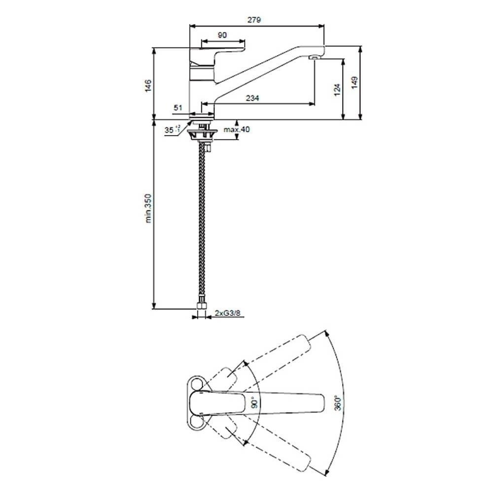 Смеситель для кухни Ideal Standard Ceraplan III B0722AA купить в интернет-магазине сантехники Sanbest