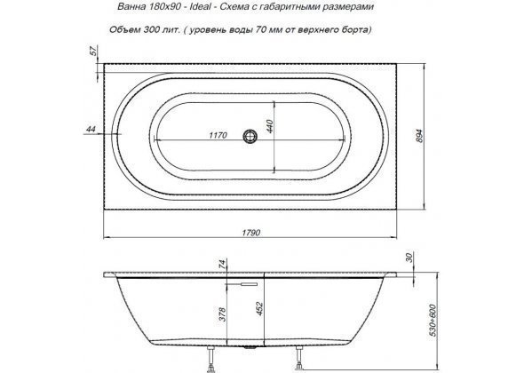 Акриловая ванна Aquanet Ideal 180x90 купить в интернет-магазине Sanbest