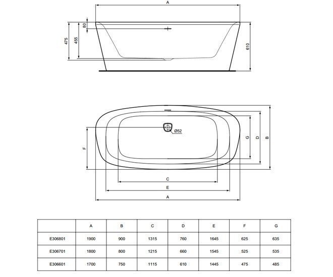 Ванна акриловая Ideal Standard Dea E306801 190x90 купить в интернет-магазине Sanbest