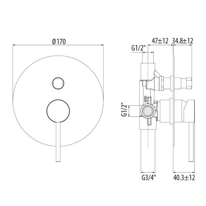 Смеситель для душа Gattoni Circle Two 9134/91NO купить в интернет-магазине сантехники Sanbest