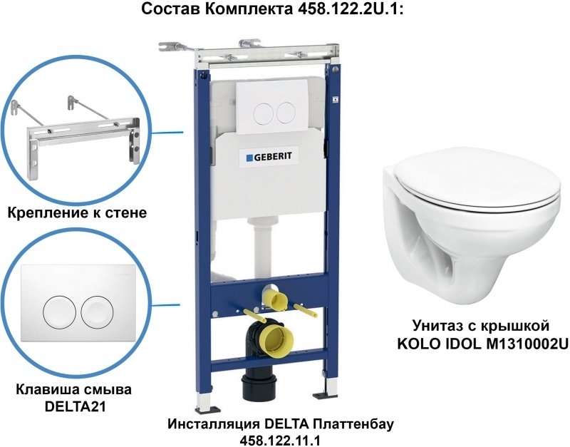 Унитаз подвесной Geberit Duofix 458.122.2U.1 белый, с крышкой микролифт, с инсталляцией, безободковый купить в интернет-магазине Sanbest