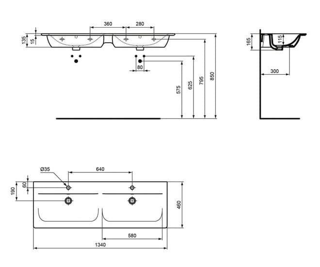 Раковина двойная подвесная Ideal Standard Connect Air E027201 купить в интернет-магазине Sanbest