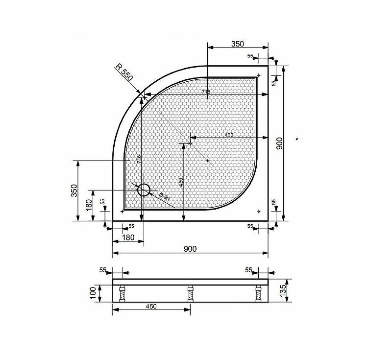 Душевой поддон Эстет Омега 90x90 белый купить в интернет-магазине Sanbest