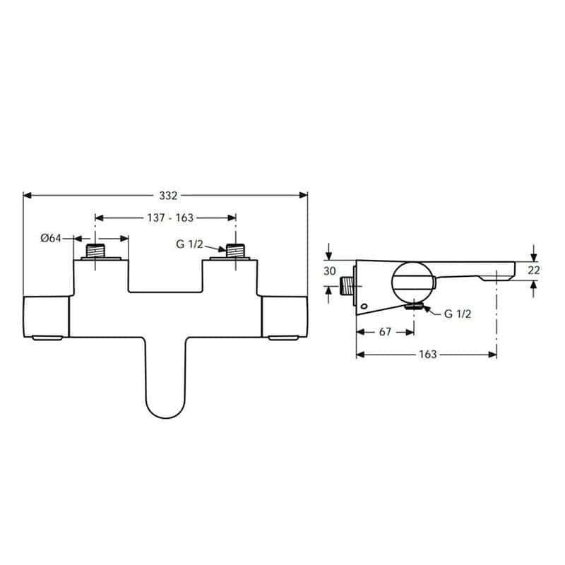 Термостат Ideal Standard Ceratherm 200 A4630AA купить в интернет-магазине сантехники Sanbest