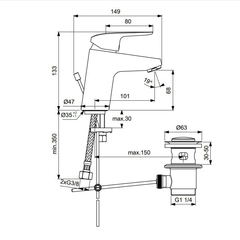 Смеситель для раковины Ideal Standard CeraFlex B1709AA купить в интернет-магазине сантехники Sanbest