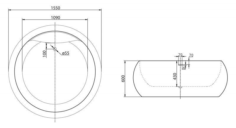 Ванна BelBagno BB30-1550 купить в интернет-магазине Sanbest