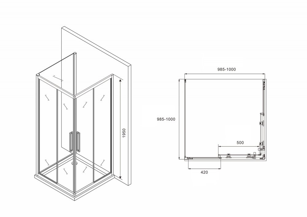 Душевой уголок ABBER Schwarzer Diamant AG02100BH-S100B купить в интернет-магазине Sanbest