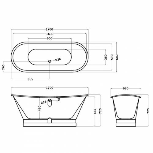 Ванна чугунная Elegansa Sabine 170x70 Polished купить в интернет-магазине Sanbest