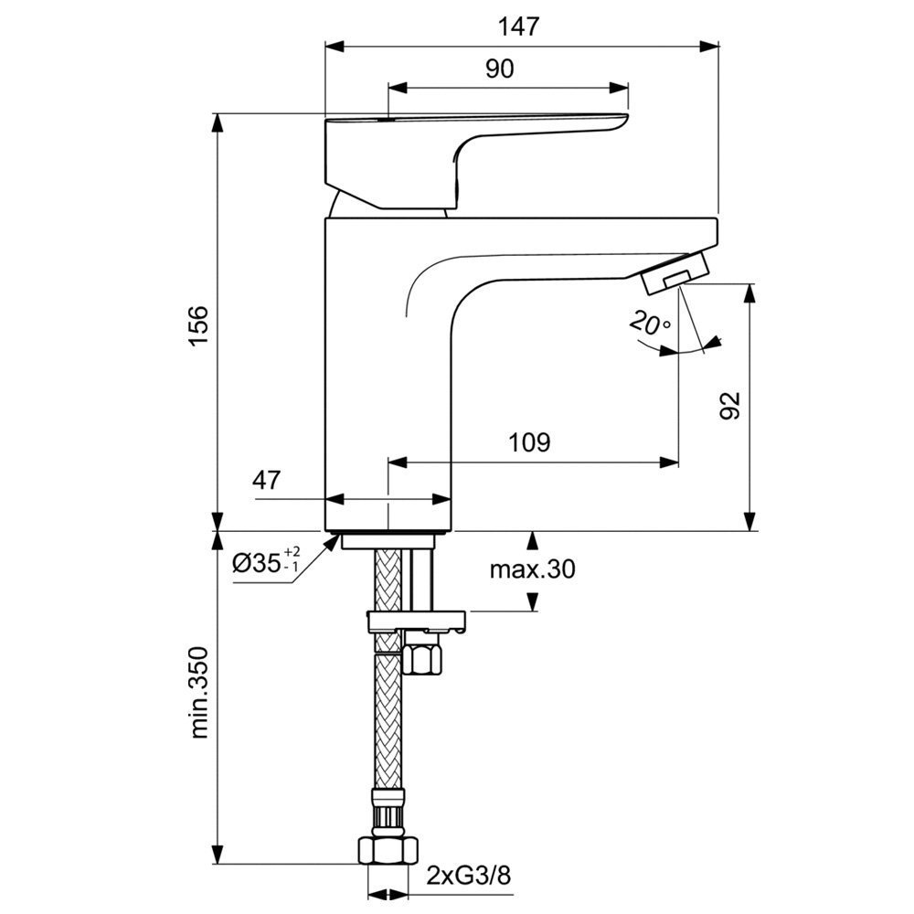 Смеситель для раковины Ideal Standard Ceraplan III BC567AA купить в интернет-магазине сантехники Sanbest