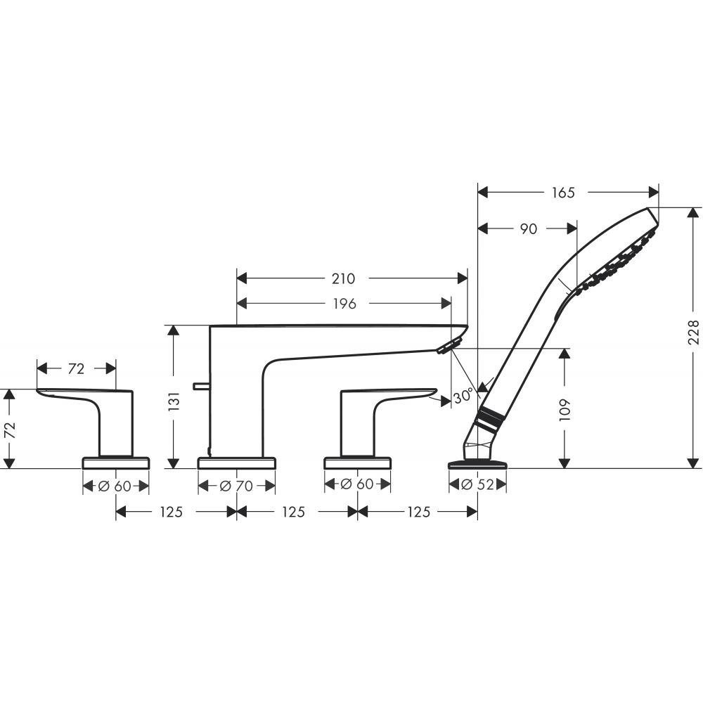 Смеситель для ванны Hansgrohe Talis E 71748340 купить в интернет-магазине сантехники Sanbest