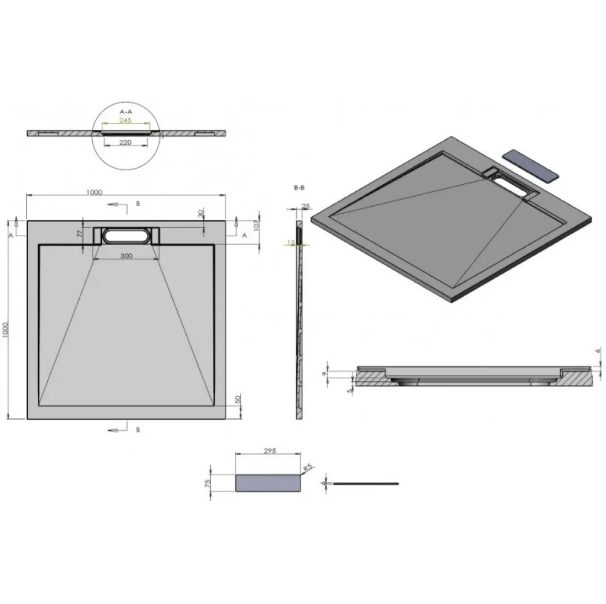 Душевой поддон Esbano Luxe 100х100 ESPLX100W белый матовый купить в интернет-магазине Sanbest