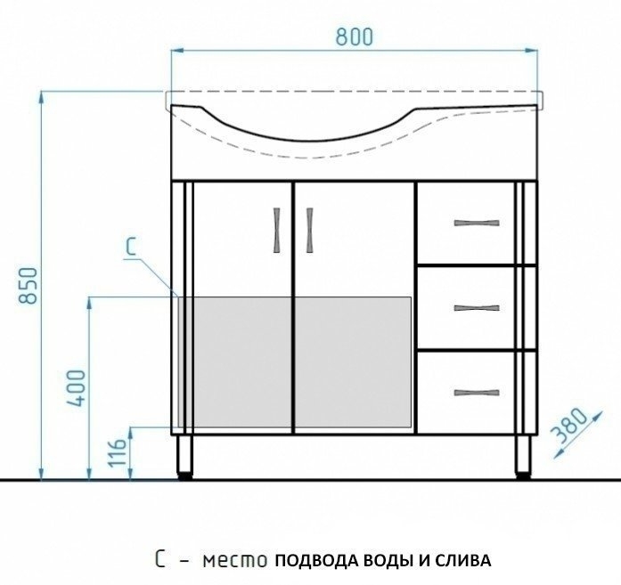 Тумба с раковиной Style Line Эко Стандарт №25 82 для ванной в интернет-магазине Sanbest