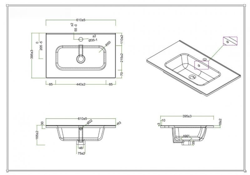 Тумба с раковиной BelBagno ETNA H60 2C 60 Bianco Lucido для ванной в интернет-магазине Sanbest