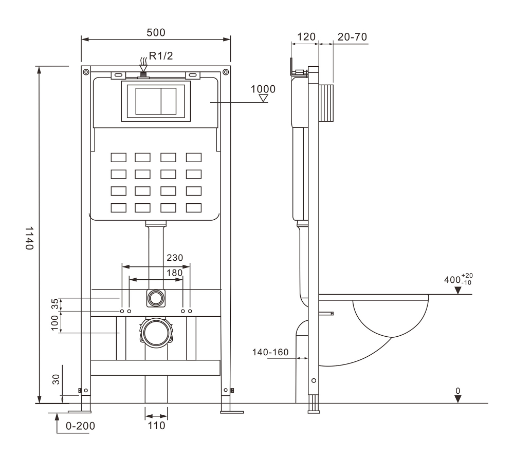 Унитаз подвесной ABBER Bequem AC1100MB с инсталляцией AC0105 и кнопкой AC0120MB черная матовая, с крышкой микролифт, безободковый купить в интернет-магазине Sanbest