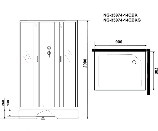 Душевая кабина Niagara Classic NG-33974-14QBKG 90x70 с гидромассажем купить в интернет-магазине Sanbest