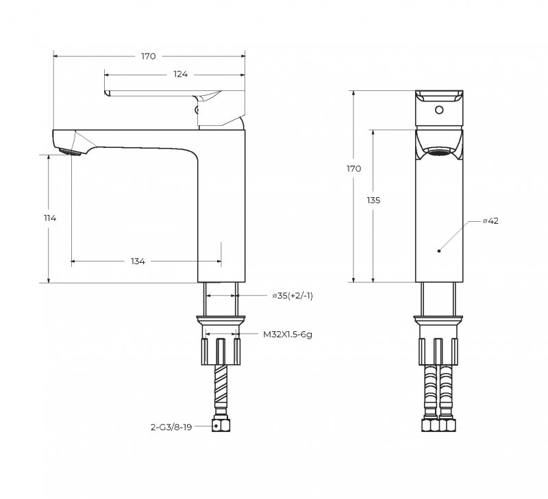 Смеситель для раковины Cezares STYLUS-LS-NOP черный матовый купить в интернет-магазине сантехники Sanbest