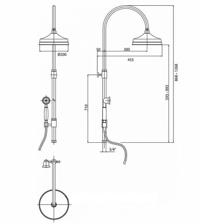 Душевая система Caprigo Parts 99-060-oro золото купить в интернет-магазине сантехники Sanbest