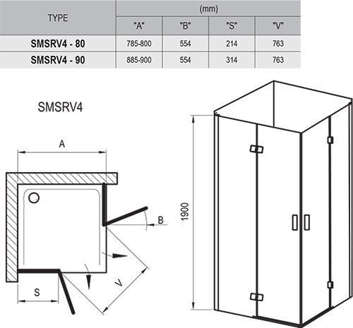 Душевой уголок Ravak Smartline SMSRV4 80x80 купить в интернет-магазине Sanbest