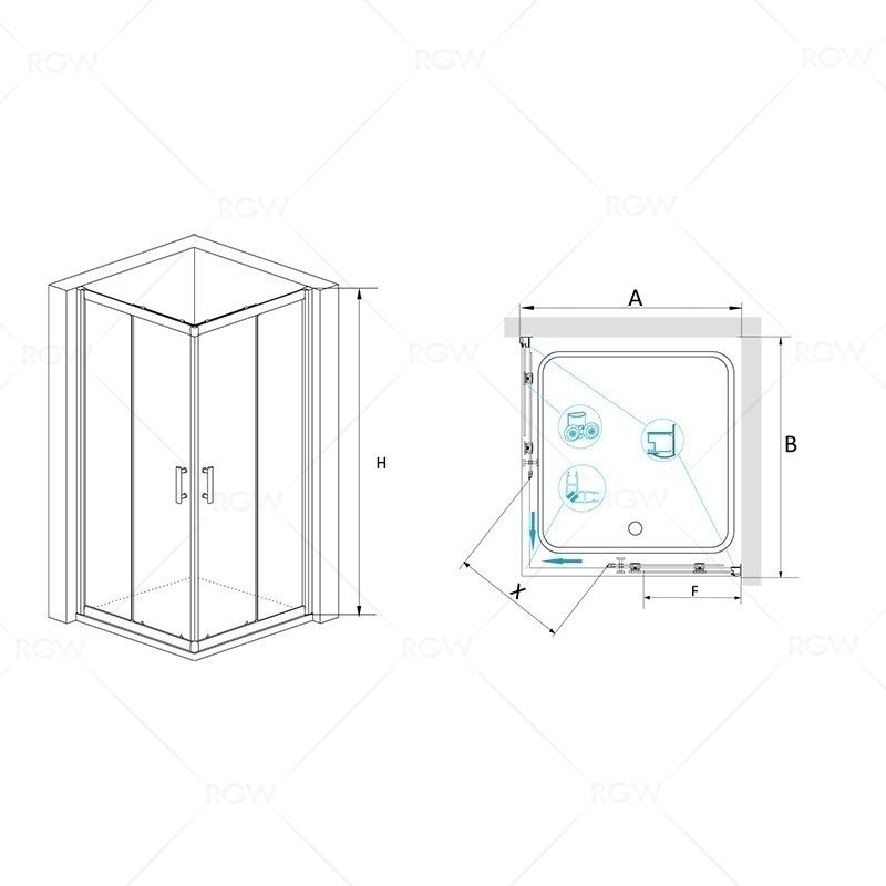 Душевой уголок RGW Passage PA-31 90x90 купить в интернет-магазине Sanbest
