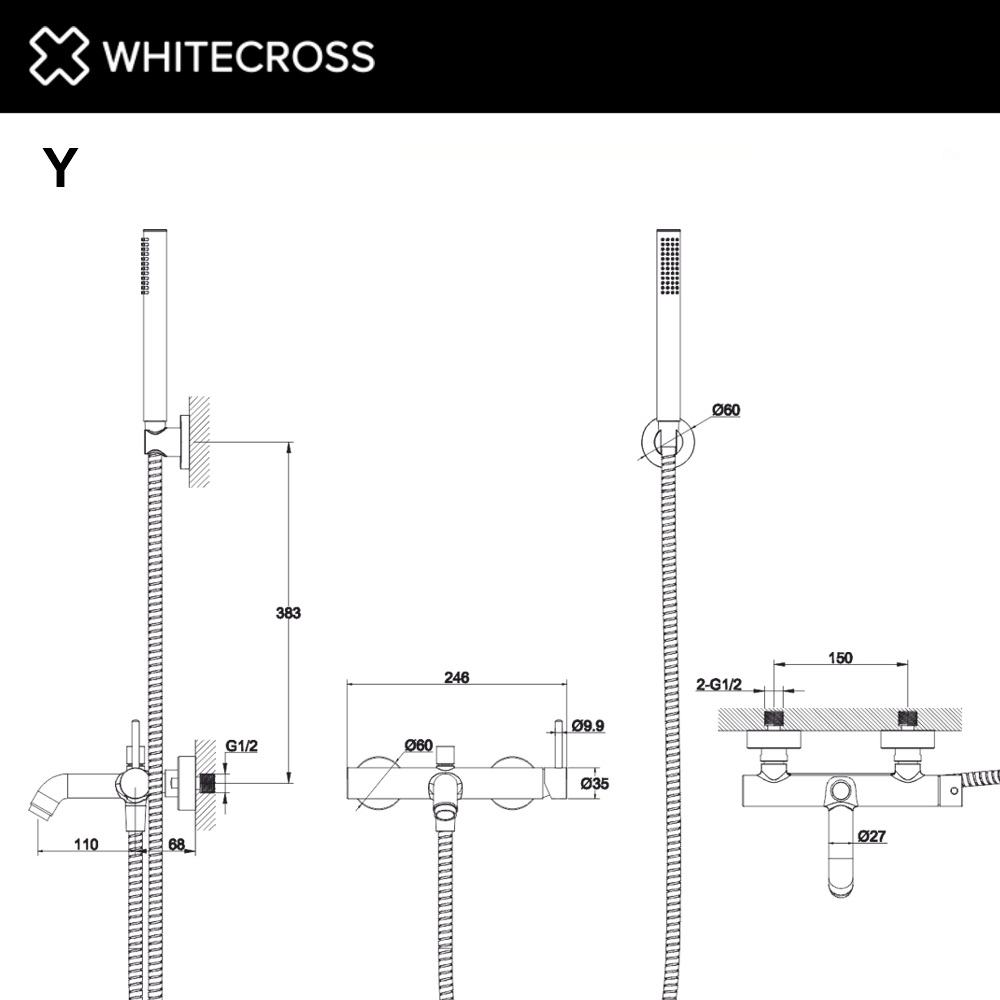 Смеситель для ванны WhiteCross Y Y1231GL золото купить в интернет-магазине сантехники Sanbest