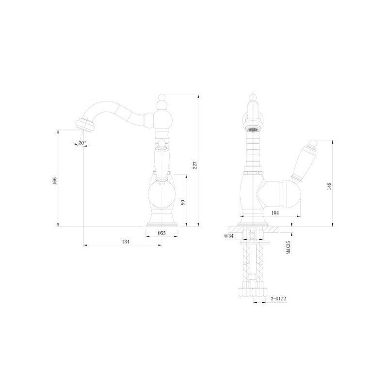 Смеситель для раковины Caprigo ADRIA–Uno 02-524-crm купить в интернет-магазине сантехники Sanbest