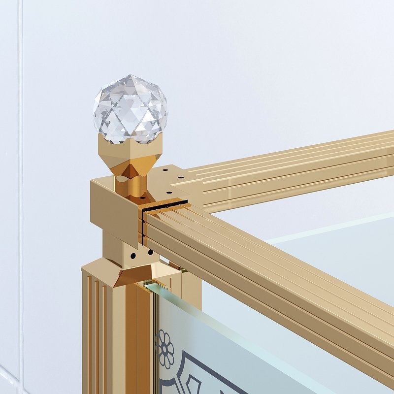 Душевой уголок Ambassador Royal 100х100 L стекло прозрачное с декором/профиль золото купить в интернет-магазине Sanbest