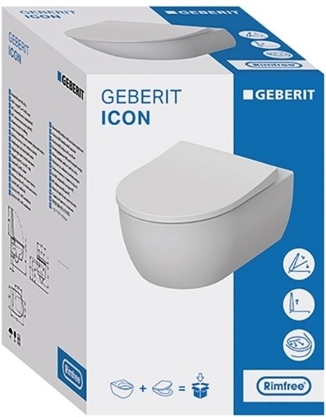 Унитаз подвесной Geberit iCon 500.362.TC.I белый, с крышкой микролифт, с инсталляцией, безободковый купить в интернет-магазине Sanbest