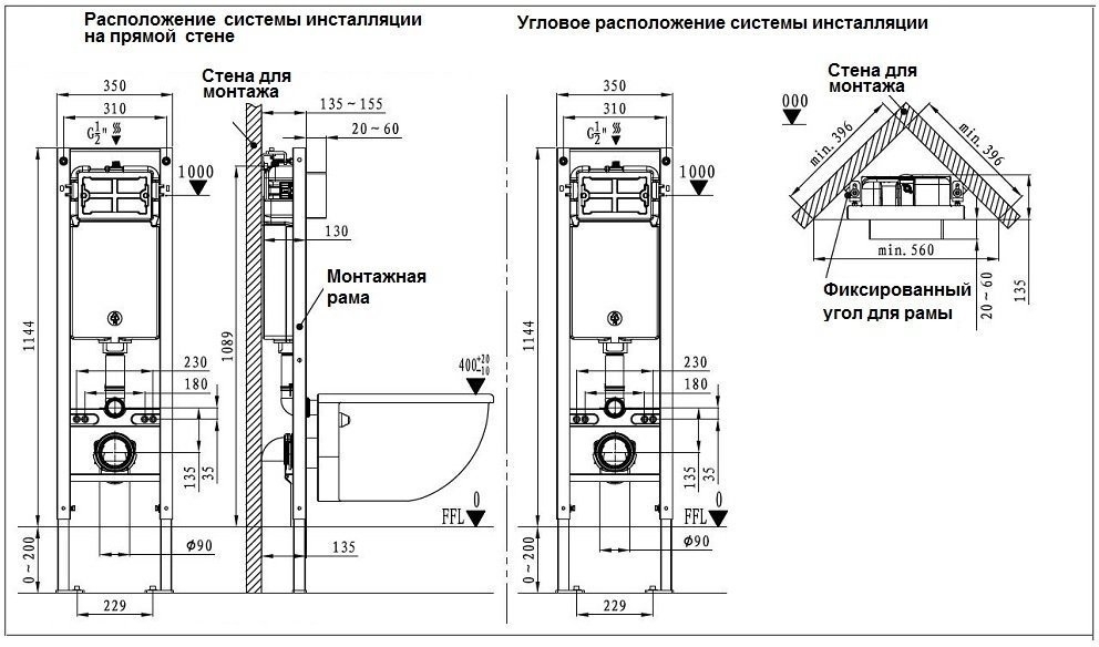 Инсталляция для унитаза WeltWasser AMBERG 350 ST без кнопки купить в интернет-магазине сантехники Sanbest