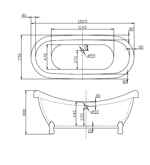 Ванна BelBagno BB05 182х75 купить в интернет-магазине Sanbest