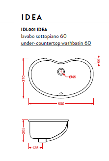 Раковина встраиваемая Artceram WASHBASINS IDEA 60х37 купить в интернет-магазине Sanbest