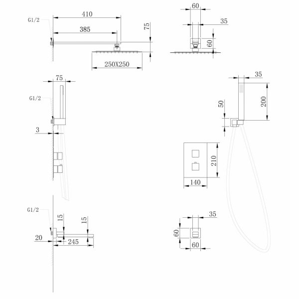 Душевая система ABBER Daheim AF8250G золото матовое купить в интернет-магазине сантехники Sanbest