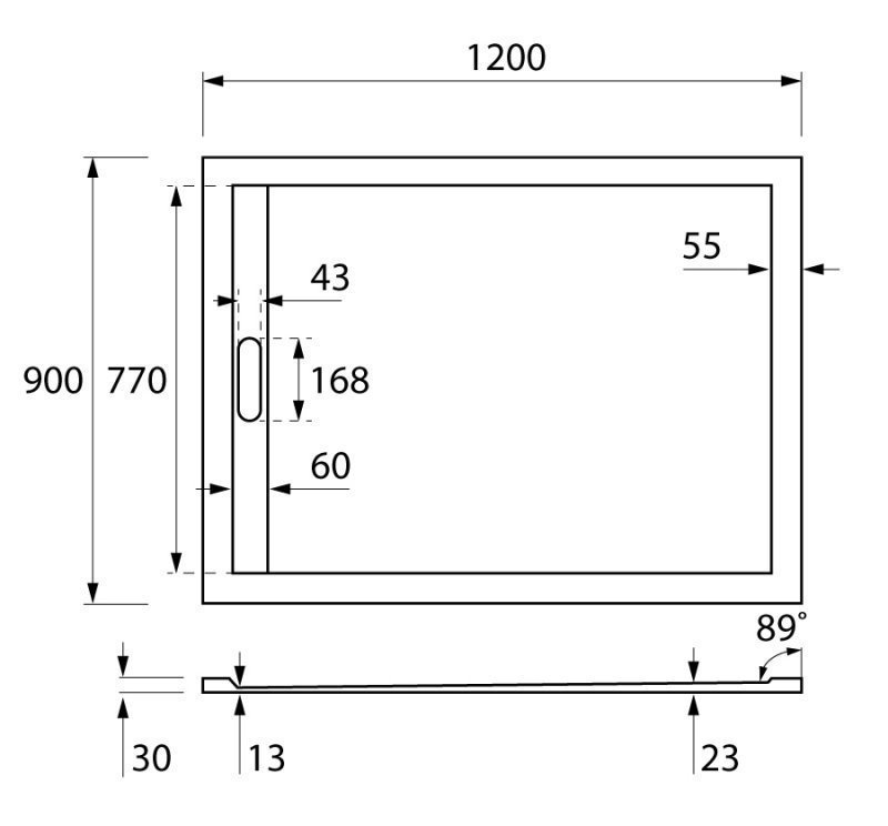 Душевой поддон Cezares TRAY AS-AH 120x90 черный купить в интернет-магазине Sanbest