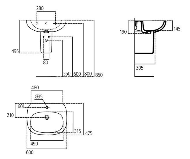 Раковина на полупьедестале Ideal Standard Tesi T351401 купить в интернет-магазине Sanbest