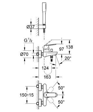 Смеситель для ванны Grohe Eurosmart Cosmopolitan 32832 000 купить в интернет-магазине сантехники Sanbest