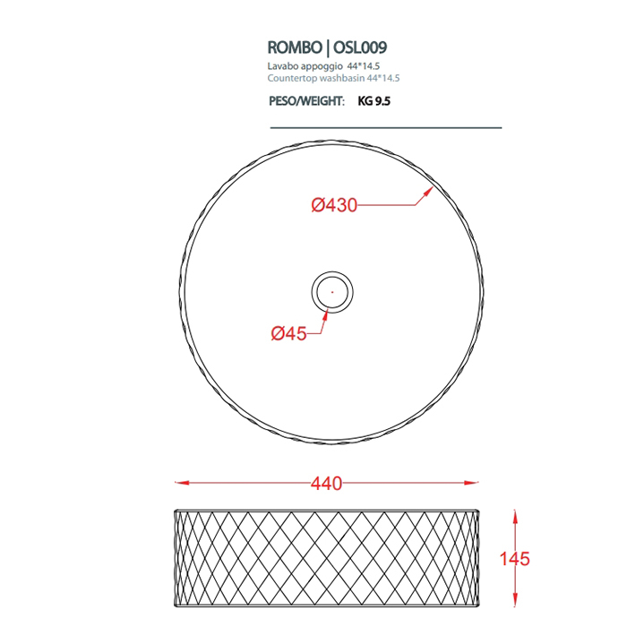 Раковина Artceram ROMBO OSL009 17 00 43 черная матовая купить в интернет-магазине Sanbest