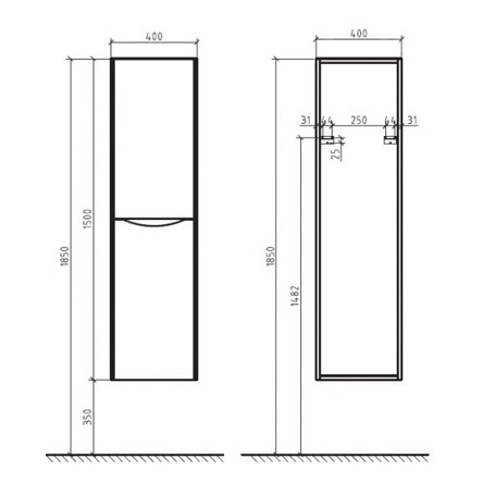 Пенал Belbagno LUXURY/SOFT 1500 Bianco Laccato Lucido правый для ванной в интернет-магазине сантехники Sanbest