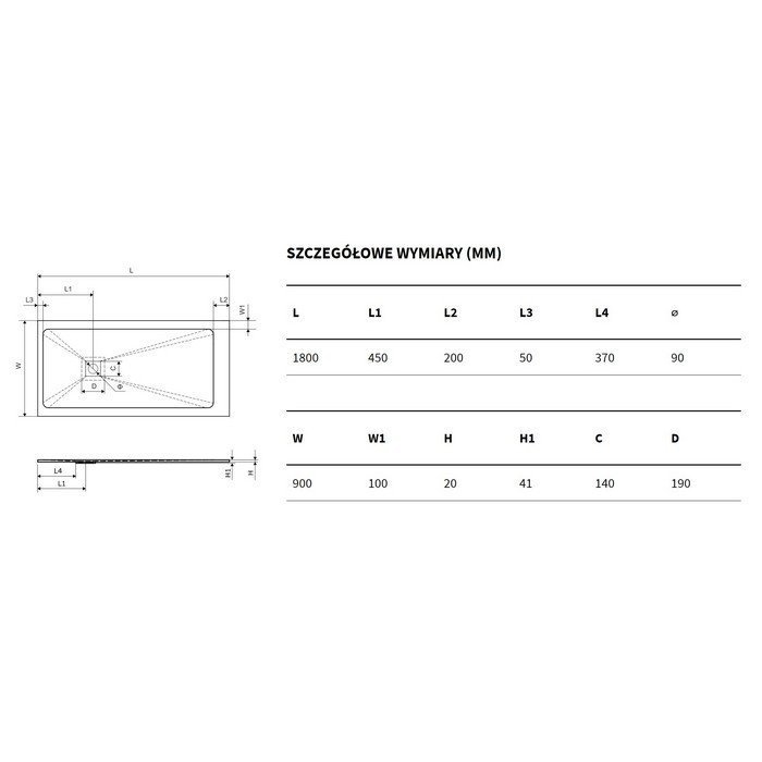 Душевой поддон Excellent Arda 180x90 белый купить в интернет-магазине Sanbest