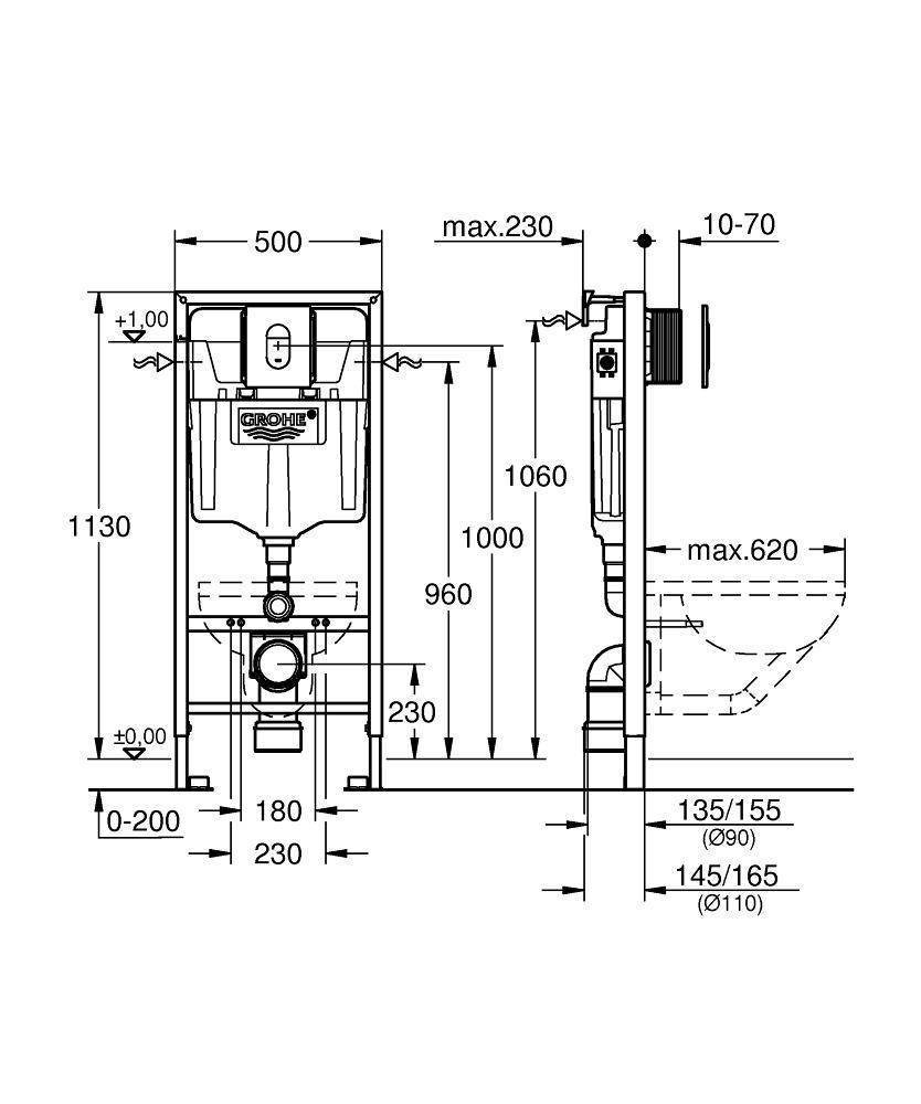 Инсталляция для унитаза Grohe Rapid SL 38929000 купить в интернет-магазине сантехники Sanbest