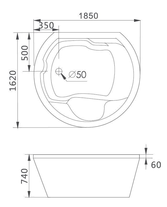 Гидромассажная ванна Gemy Built-in G9053 O 185х162 купить в интернет-магазине Sanbest