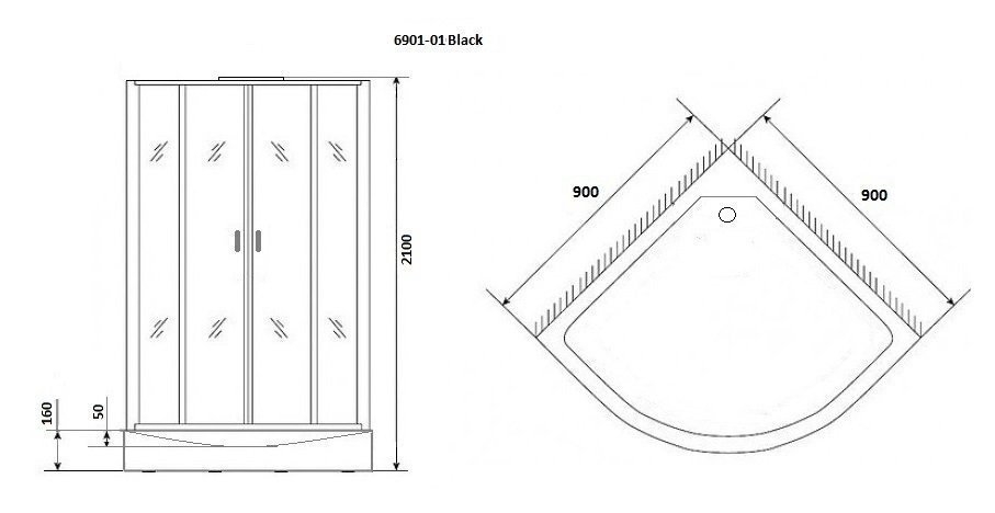 Душевая кабина Niagara Premium NG- 6901-01 BLACK 90x90 купить в интернет-магазине Sanbest