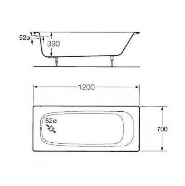 Ванна чугунная BYON B13 120x70 купить в интернет-магазине Sanbest