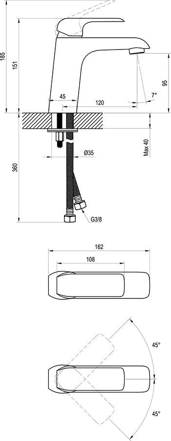 Смеситель для раковины Ravak FLAT X070118 купить в интернет-магазине сантехники Sanbest