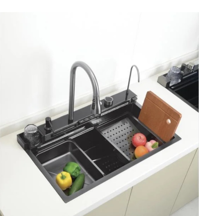 Кухонная мойка CeruttiSpa GLORIA nano black AB7546D-1-6 многофункциональная купить в интернет-магазине сантехники Sanbest