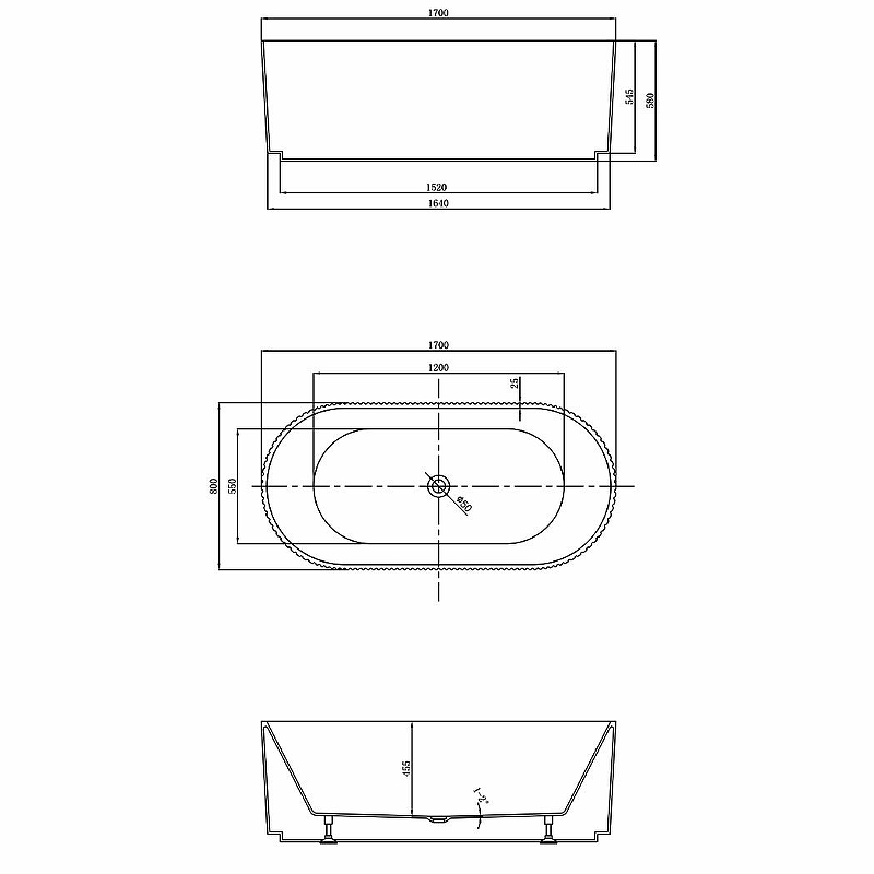 Ванна Vincea 170x80 VBT-426-1700MW белая матовая купить в интернет-магазине Sanbest