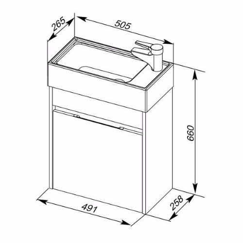 Тумба с раковиной Aquanet Nova Lite 298853 50 белый глянец для ванной в интернет-магазине Sanbest