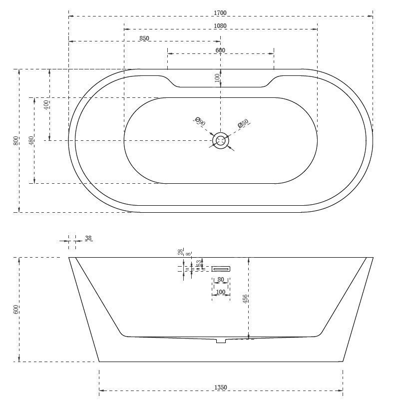 Акриловая ванна ABBER AB9299-1.7 170х80 купить в интернет-магазине Sanbest